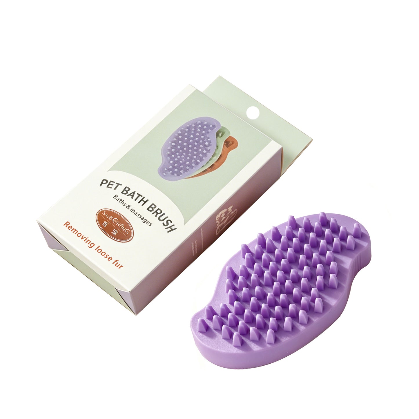 Pet Bath Brush Double-Sided Massage Brush Deshedding Brush