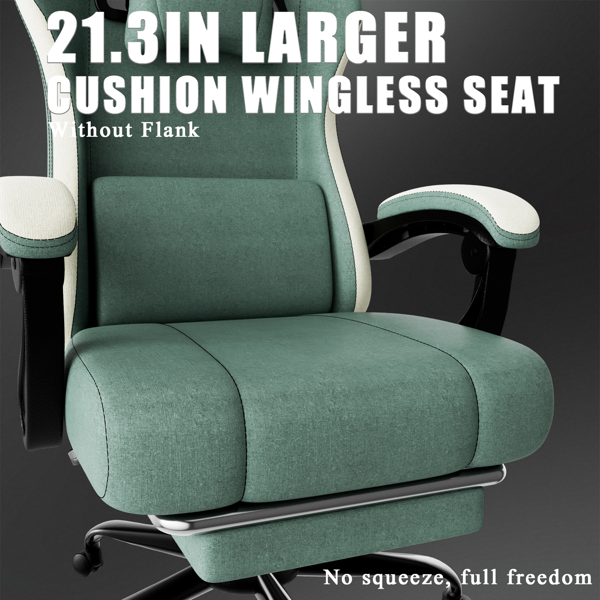 Ergonomic Gaming Chair With Pocketed Spring Cushion, Breathable Fabric Computer Chair With Footrest, Adjustable Lumbar Support Video Game Chair For Adults
