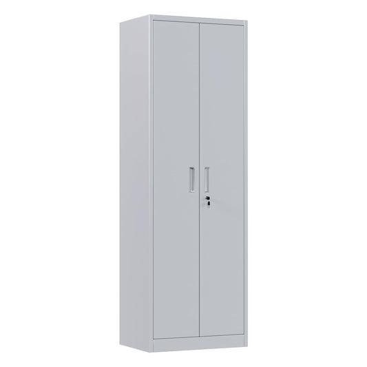 Metal Narrow Garage Storage Cabinet, Lockable Narrow Steel Storage Cabinet With 4 Adjustable Shelves For Garage, Office, Home, Assembly Required, Gray