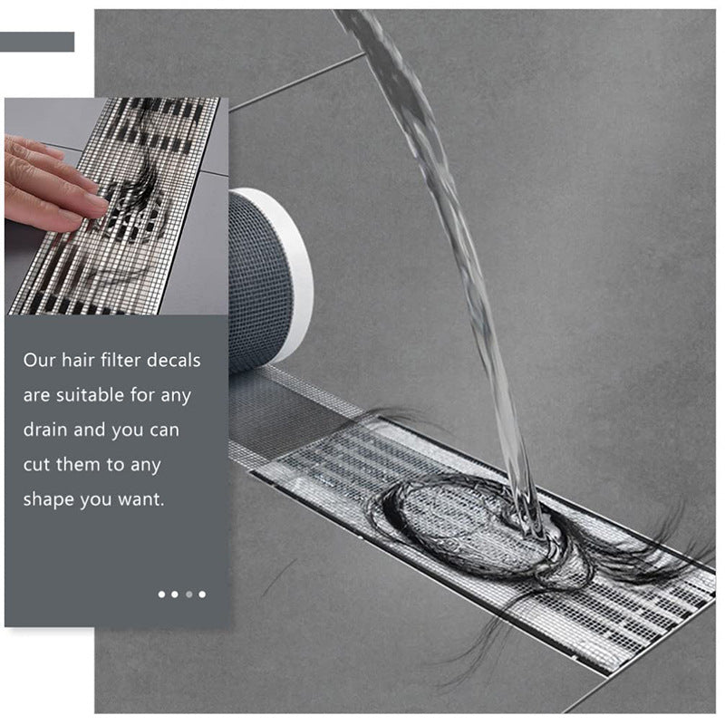 2-Pack 5cm X 7m Bathroom Drain Hair Catcher, Waterproof Shower Floor Mesh Tape, Kitchen Sink Strainer Sticker, Insect  Clog Prevention