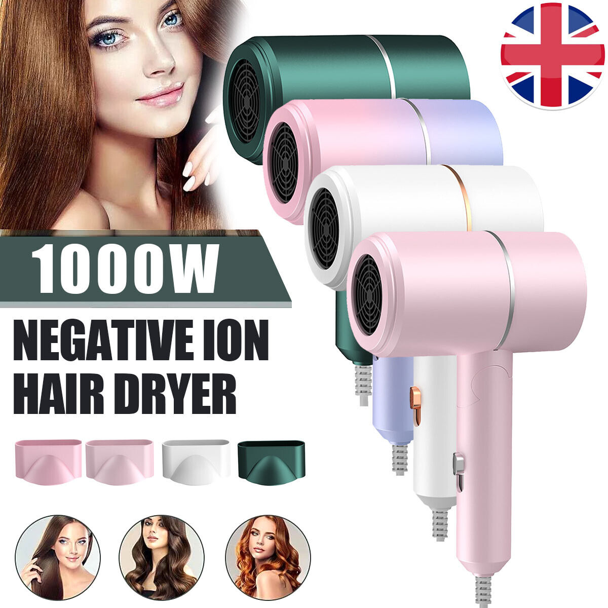 Hair Dryer Professional Household Electric Negative Ionic Hairdryer Foldable