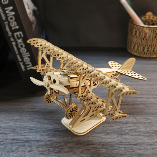 Sales Are Prohibited On The TEMU And SHEIN - 3D Wooden Puzzle Wood DIY Craft  Bi-Plane Model Kits Handmade Gifts