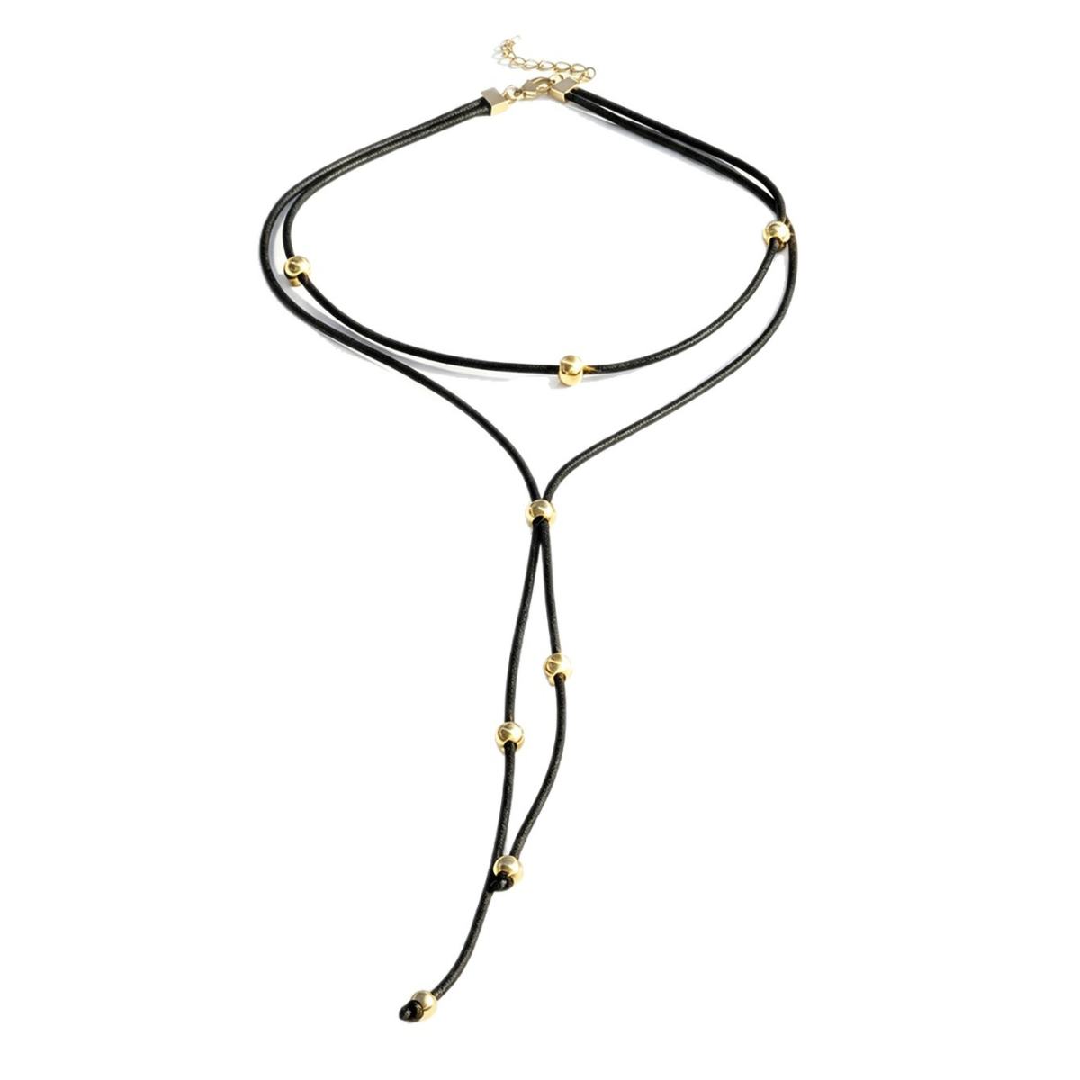Cross-border Japanese Korean Niche Tassel Cord Bowknot Adjustable Simple Elegant Long Necklace Choker For Women