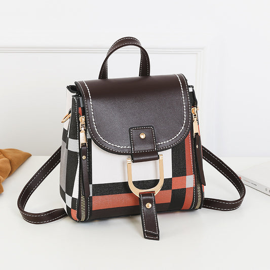 Fashionable New Arrival Plaid Color-Block Womens Backpack