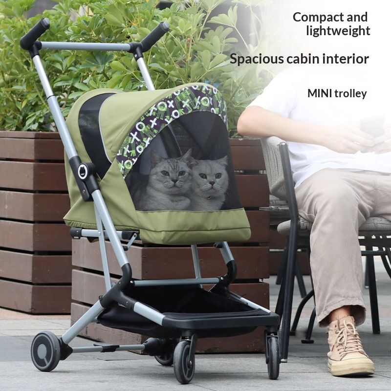 Ultra-lightweight Pet Stroller For Cats And Dogs All-in-one Foldable For Compact Storage Spacious With Adjustable Handle Heights