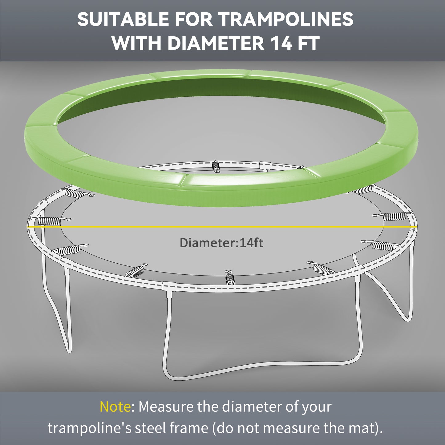 14FT Trampoline Spring Cover, Safety Trampoline Pad Replacement, Waterproof And Tear Resistant, All Weather Trampoline Accessories, Green