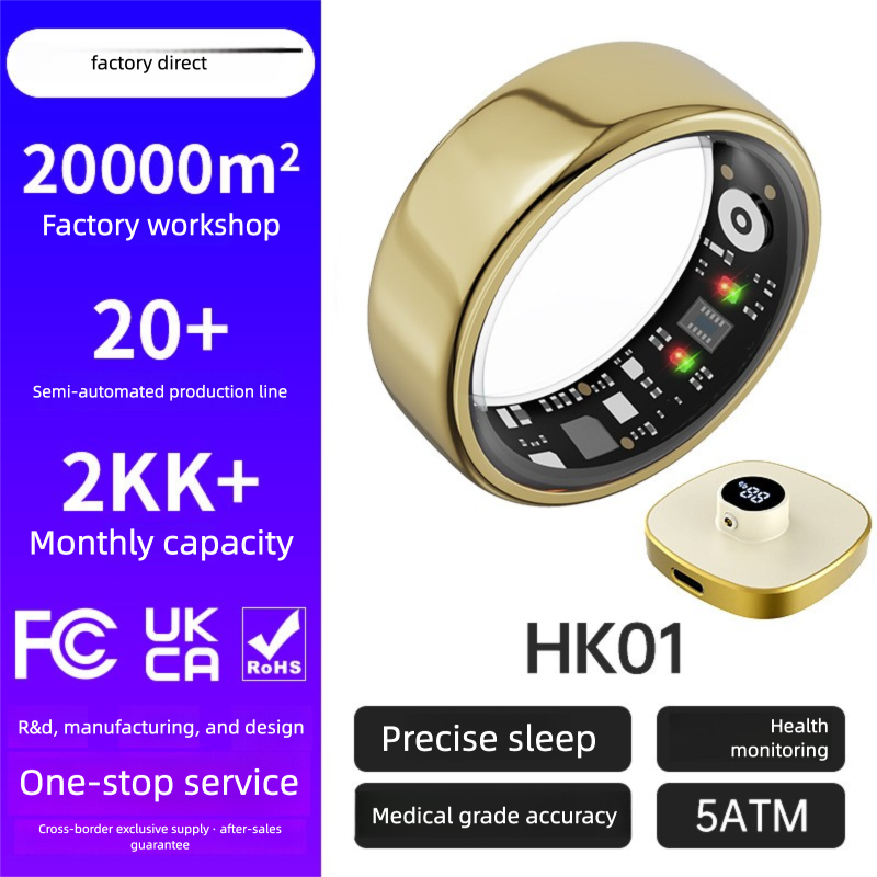 Smart Ring Heart Rate Blood Oxygen Sleep Monitor Step Counter & Female Cycle Tracker