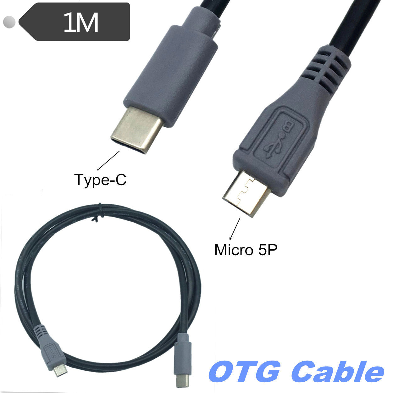 USB 31 Type-C To Micro USB OTG Male-to-Male Data Transfer And Charging