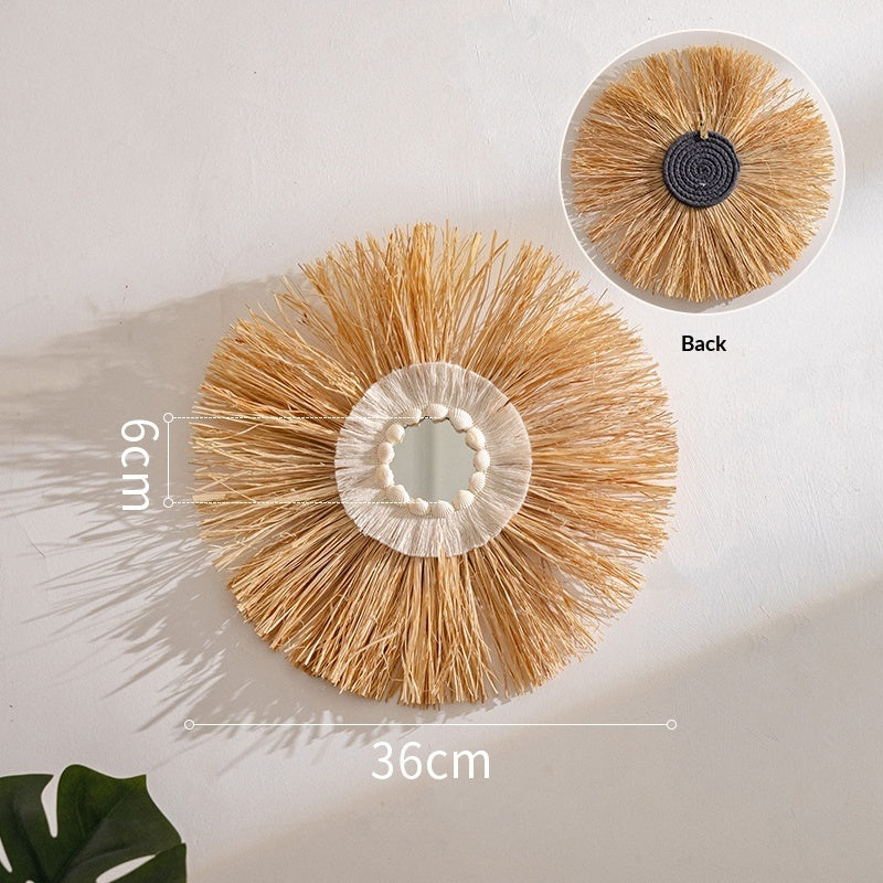 Natural Woven Raffia Decor For Bedroom Background Wall Decoration