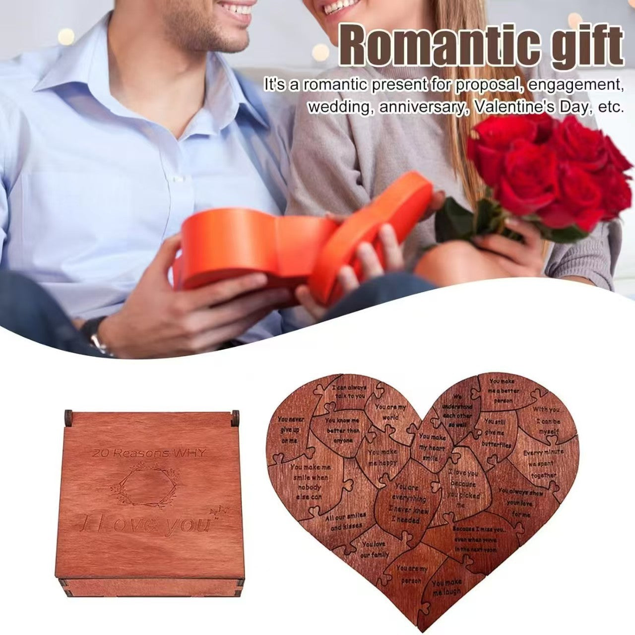 Anniversary Gift Wooden Heart-Shaped Puzzle