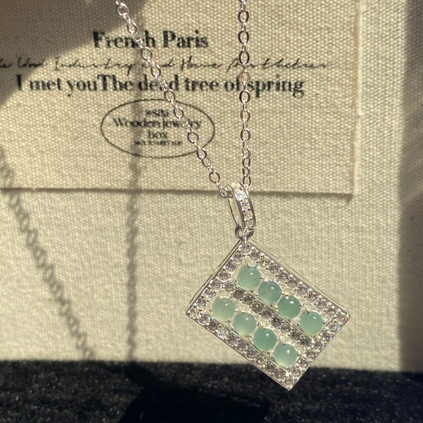 1pc 999 Sterling Silver Diamond-Encrusted Jade Abacus Pendant Necklace, Luxurious Chinese Style, Perfect For Daily Wear & Valentine's Gifts