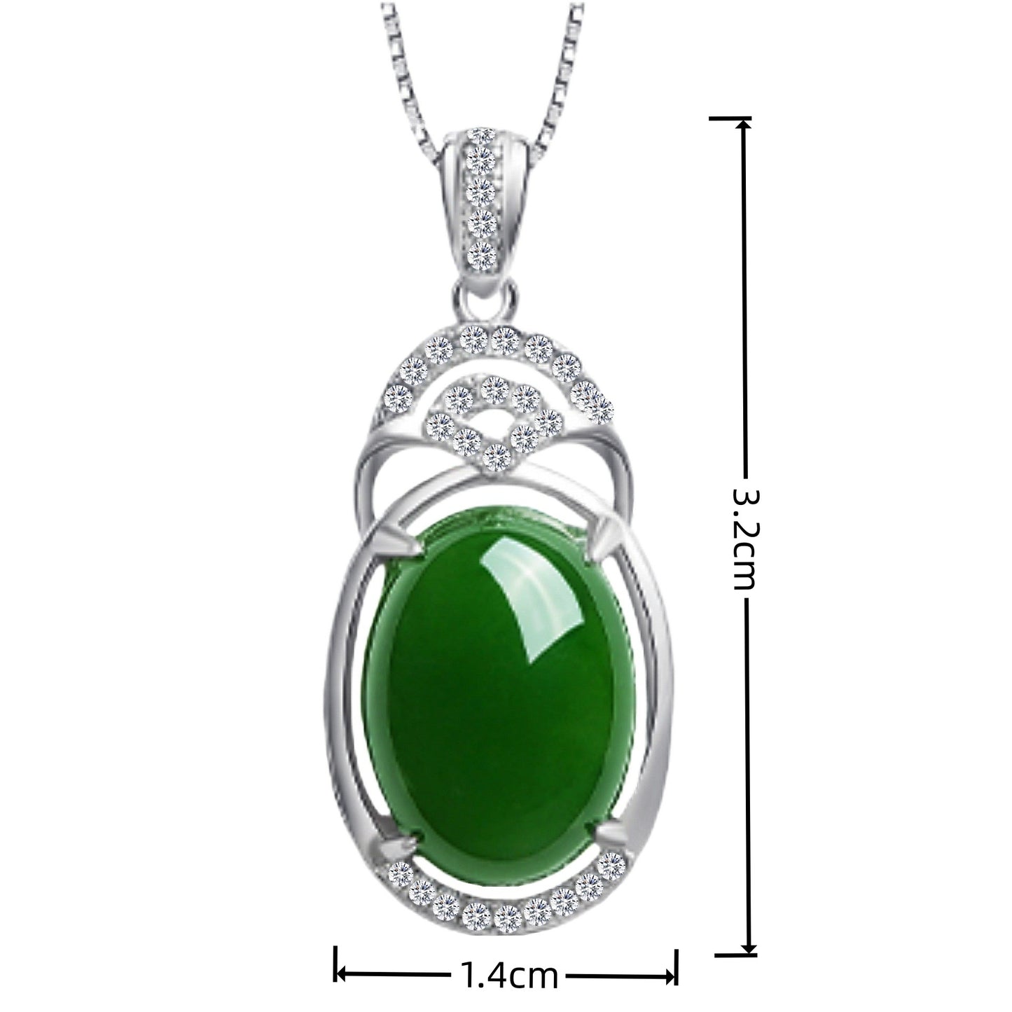 Korean-style 925-plated Silver Inlaid Hotan Jasper Spinach Green Jade Pendant Drop-shaped Charm Green Chalcedony Pendant
