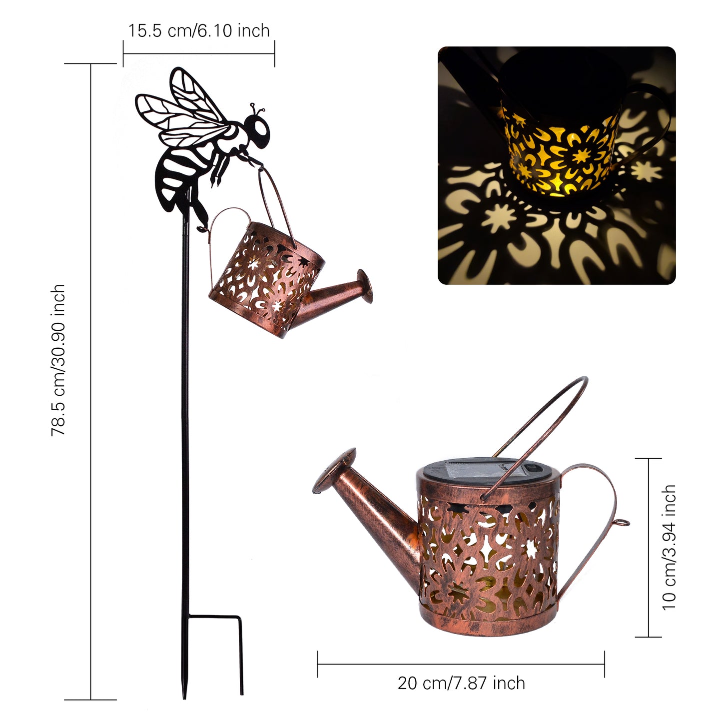 Solar Garden Lights Outdoor Decoration,Flower-shaped Lights Metal Solar Watering Can Lights Outdoor Waterproof, Small Patio Light Yard Lawn Pathway Decor, Gardening Gifts Solar Lantern Out