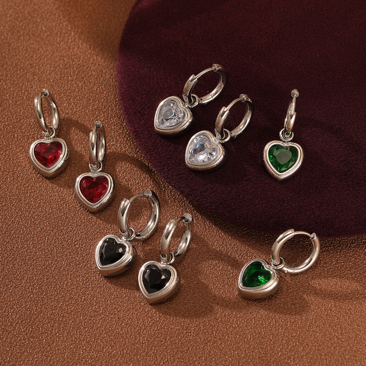 Retro-style New Best-selling Heart-shaped Titanium Steel Earrings For Women