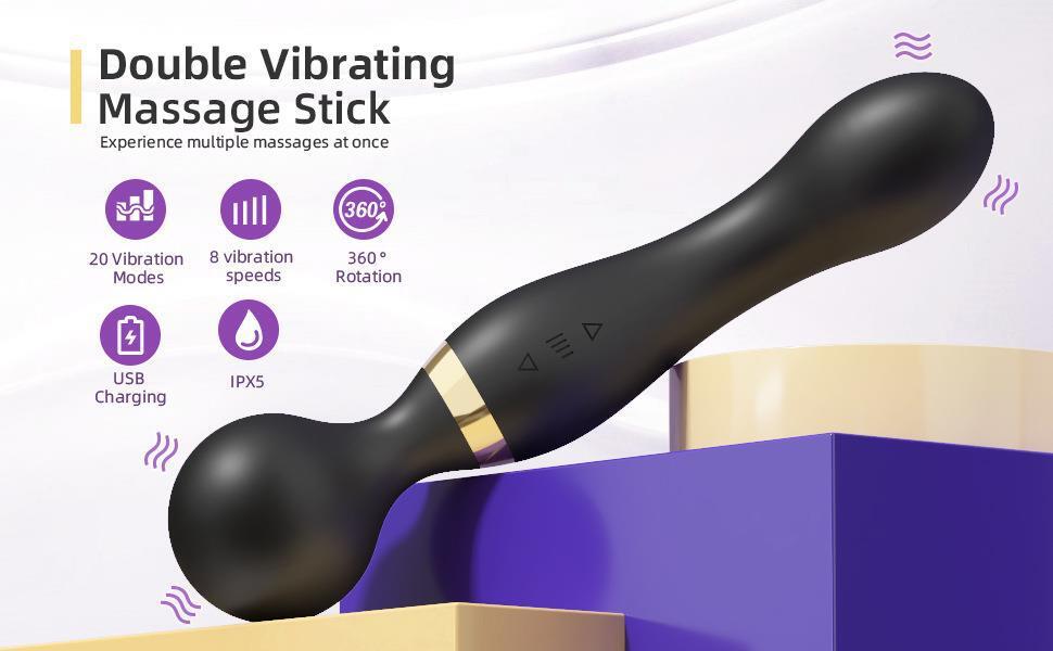 20 Speeds-Silicone-Double-Head-Big-Full-Body-Massager-Vibrator-Mute Rechargeable