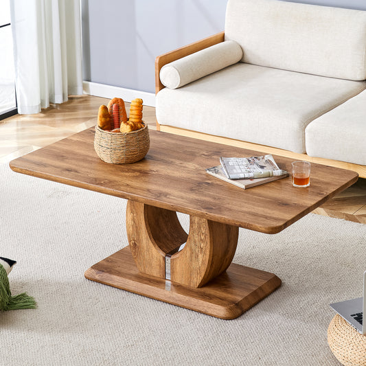 Modern Simple Luxury Rectangular Coffee Table In Wood Color. The Computer Desk. The Game Table. Suitable For Dining Room, Living Room, Terrace, Kitchen. 47 Inx 25.6in18in