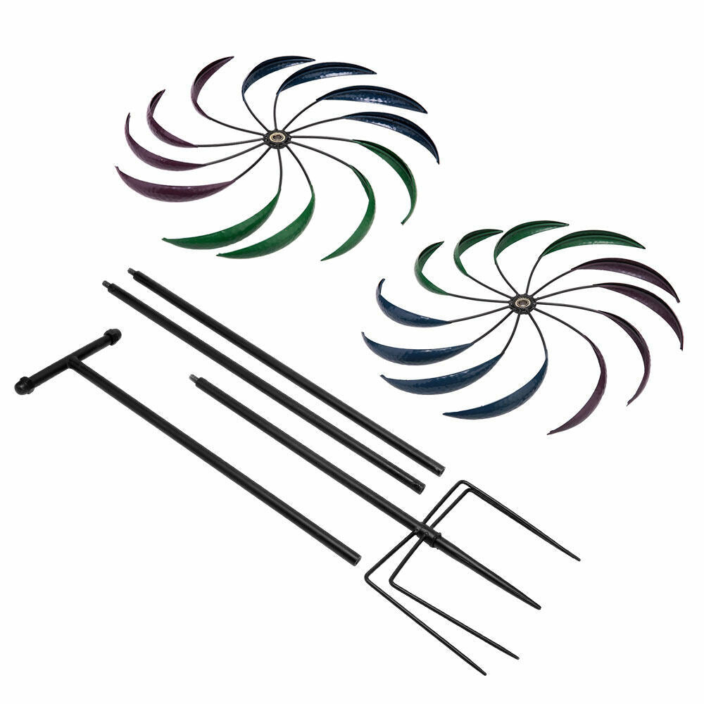 2M Metal Windmill Garden Art Decor Wind Spinner Kinetic Yard Colorful Sculpture
