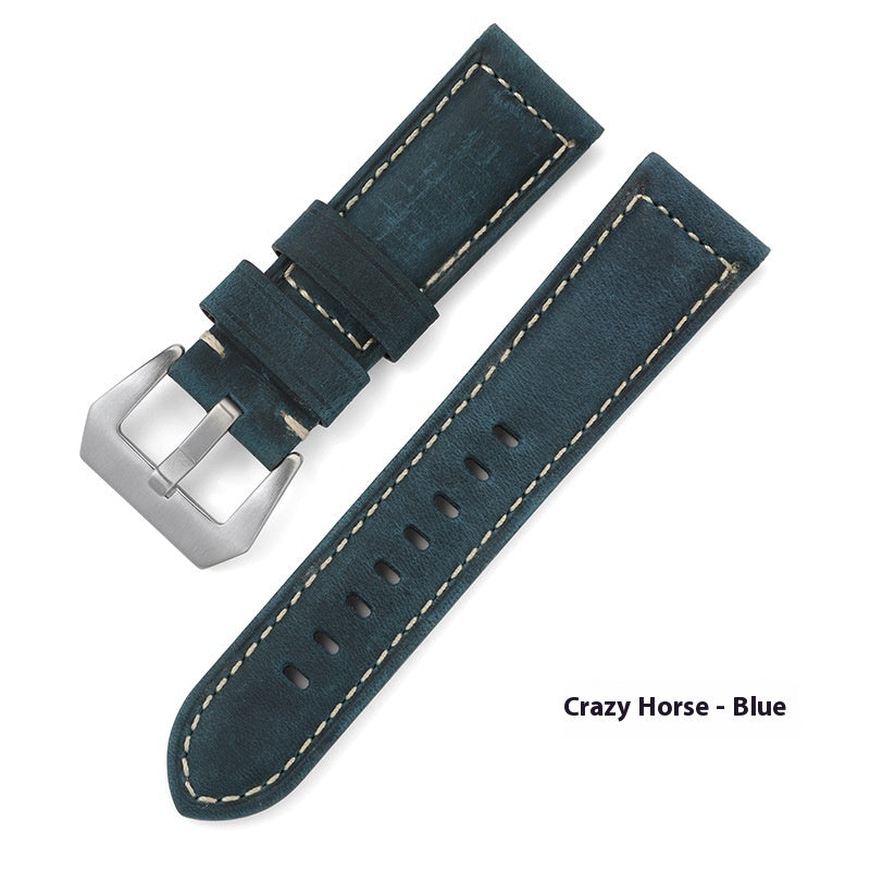 Best-selling In Stock Genuine Leather Strap Crazy Horse Frosted Oil Wax First Layer Cowhide Bamboo Pattern Sports Men Peina Watch Band