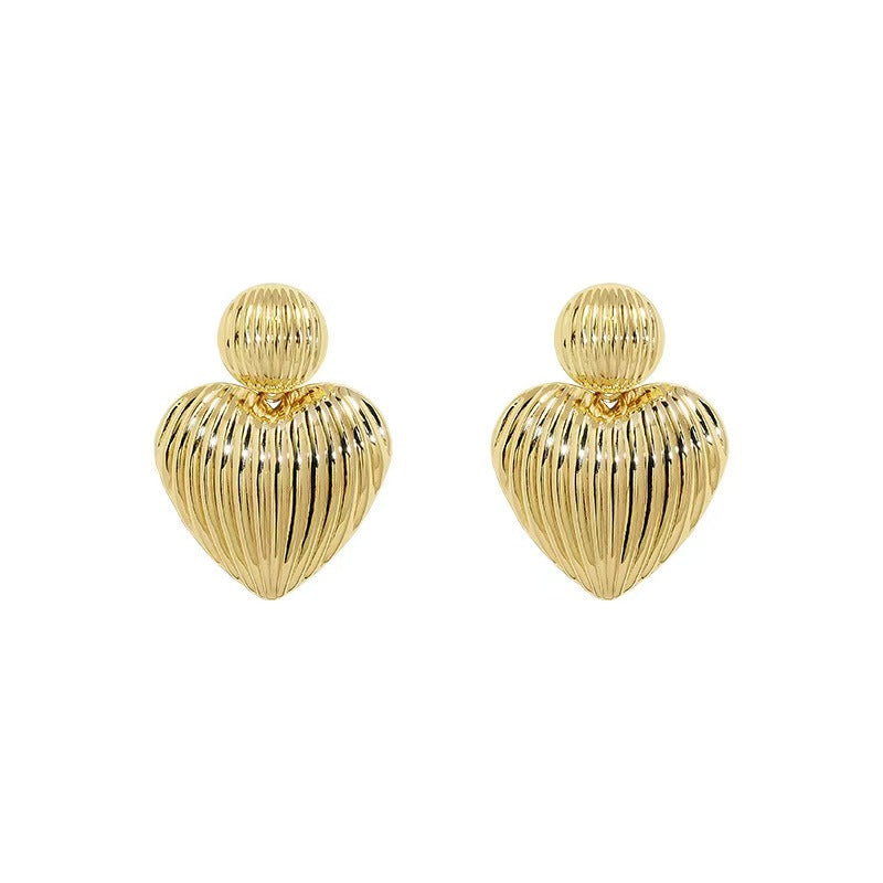Retro Geometric Petal Metal Earrings, Unique Polished Glossy Surface Foldable Design Fashion Creative Stud & Dangle Ear Accessories
