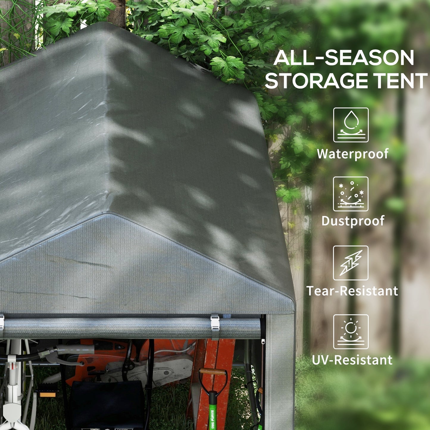 179 X 120cm Temporary Garden Shed, With Accessories - Dark Grey
