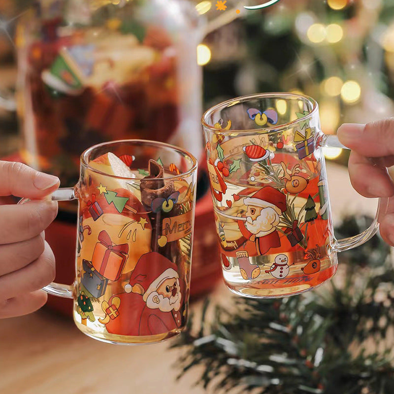 Christmas Gift High Beauty Creative Cup Christmas Snowman Glass Cup High Temperature Resistant