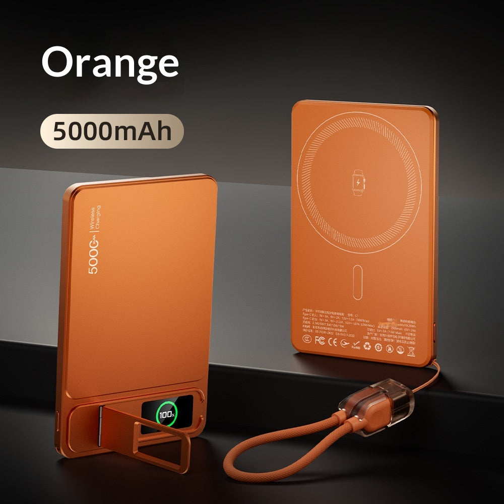Ultra-thin External Battery With Color Screen Stand And Wireless Magnetic Charging