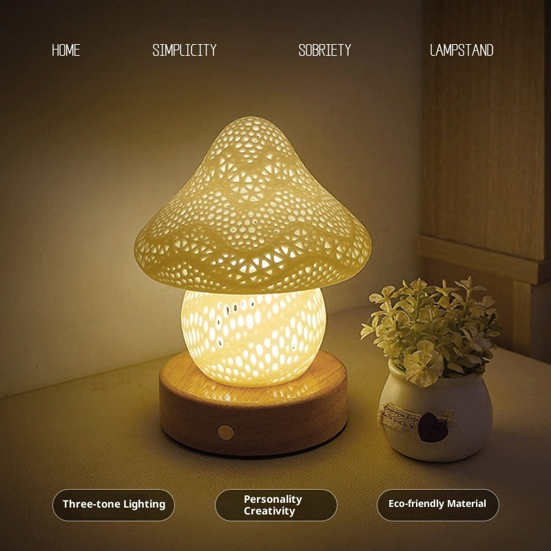 Bedroom Bedside Decoration Table Lamp Charging Cream Wind Touch Dimming