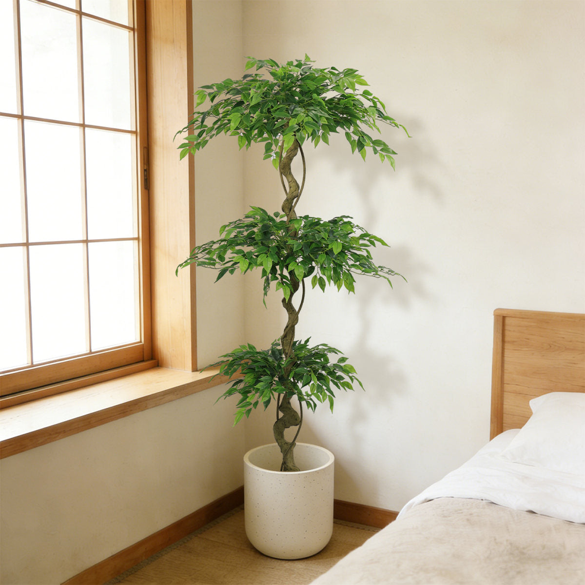 6FT Artificial Ficus Tree, Lifelike Faux Banyan Tree with Pot for Home, Office Patio Decor, 1pc/set