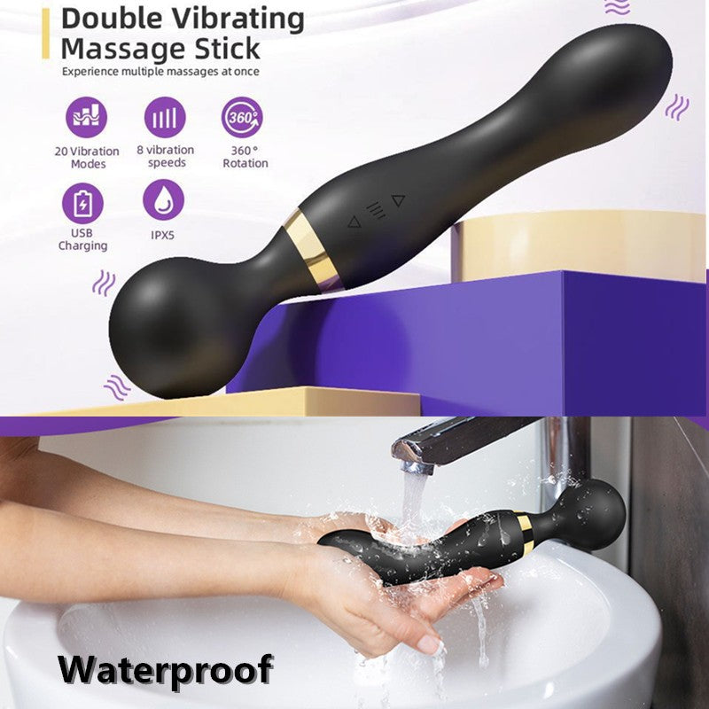 Multi-Speeds-Silicone-Double-Head-Full-Body-Massager-Vibrator-Mute Rechargeable