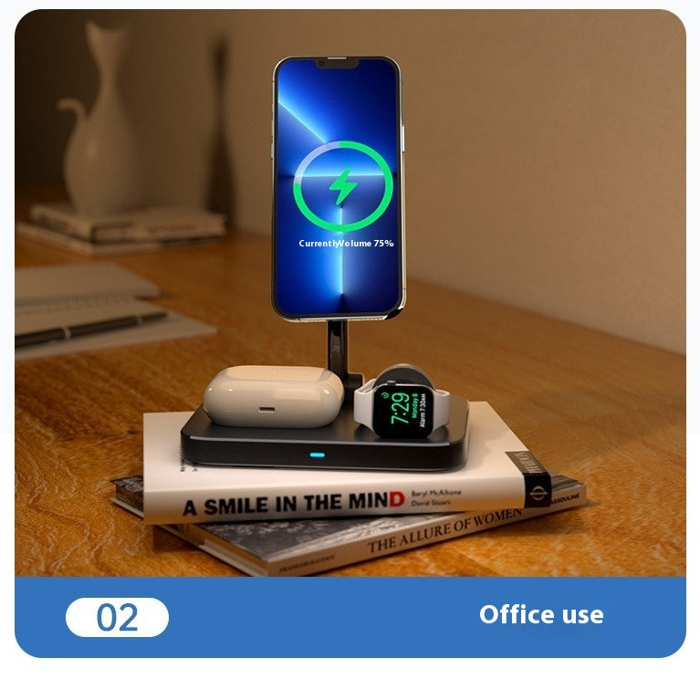 New Desktop Mobile Phone Cooling Bracket Magnetic Wireless Three-in-one Charger
