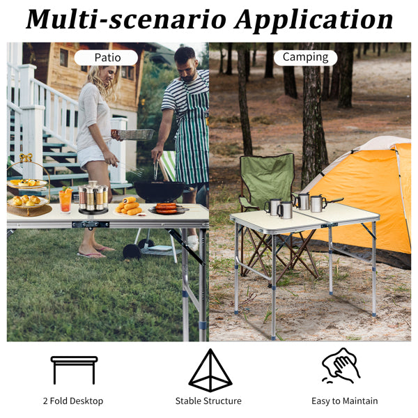 90 X 60 X 70cm Home Use Aluminum Alloy Folding Table White
