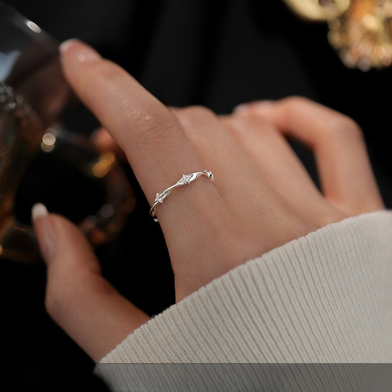 Ins Trendy 925 Silver Korean Style Open Finger Ring