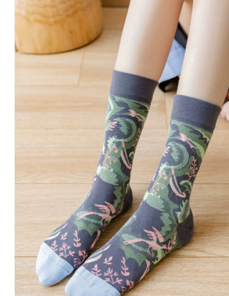 Personalized Oil Painting Ladies' Street Style Fashion Trend Cotton Socks