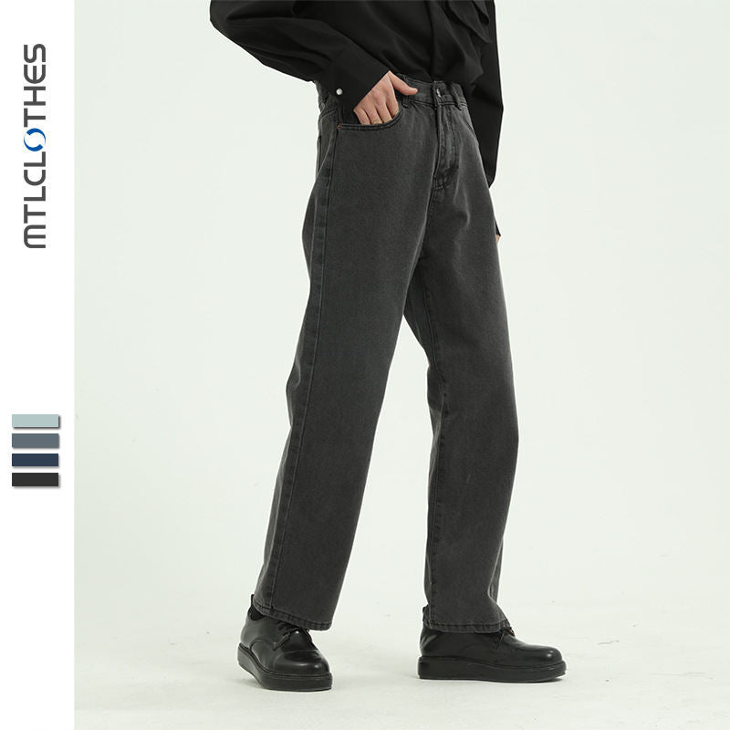Korean-style Straight-leg Denim Pants For Men