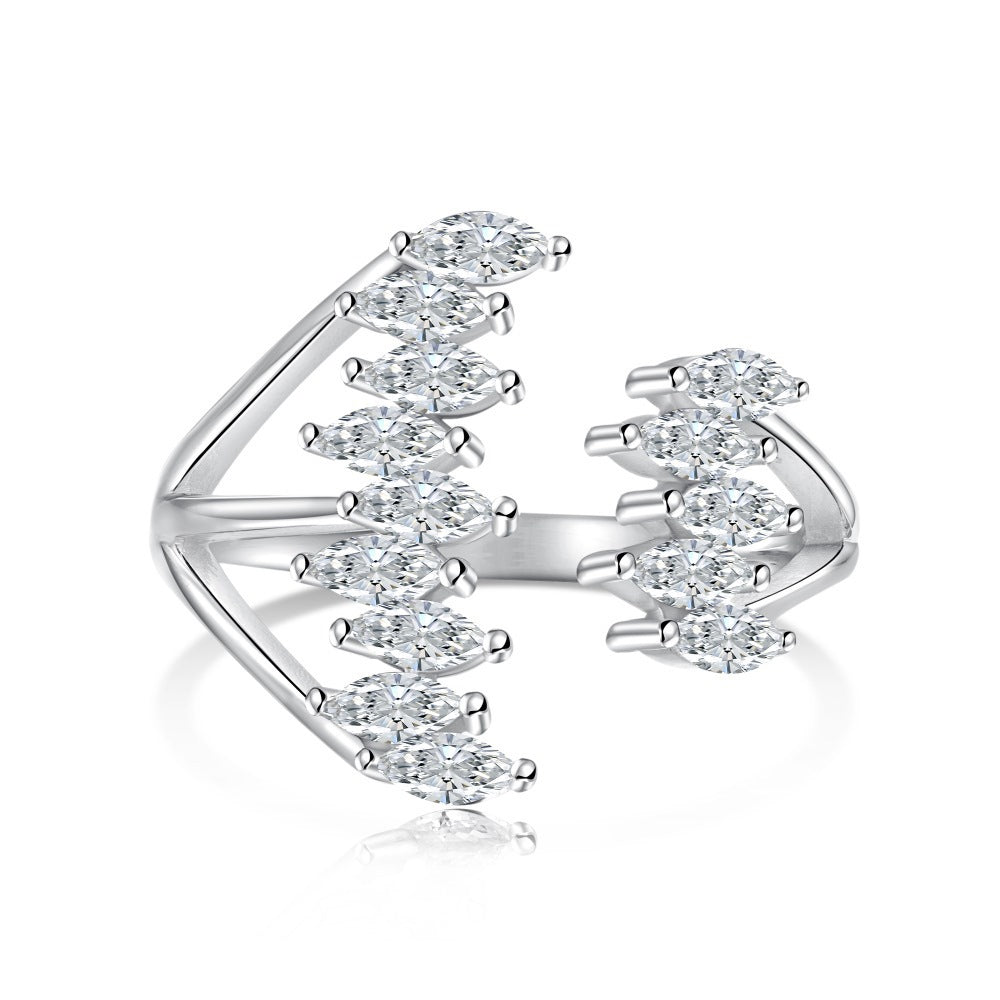 Japanese And Korean-style Light Luxury S925 Sterling Silver Ring Female Rhombus Geometric