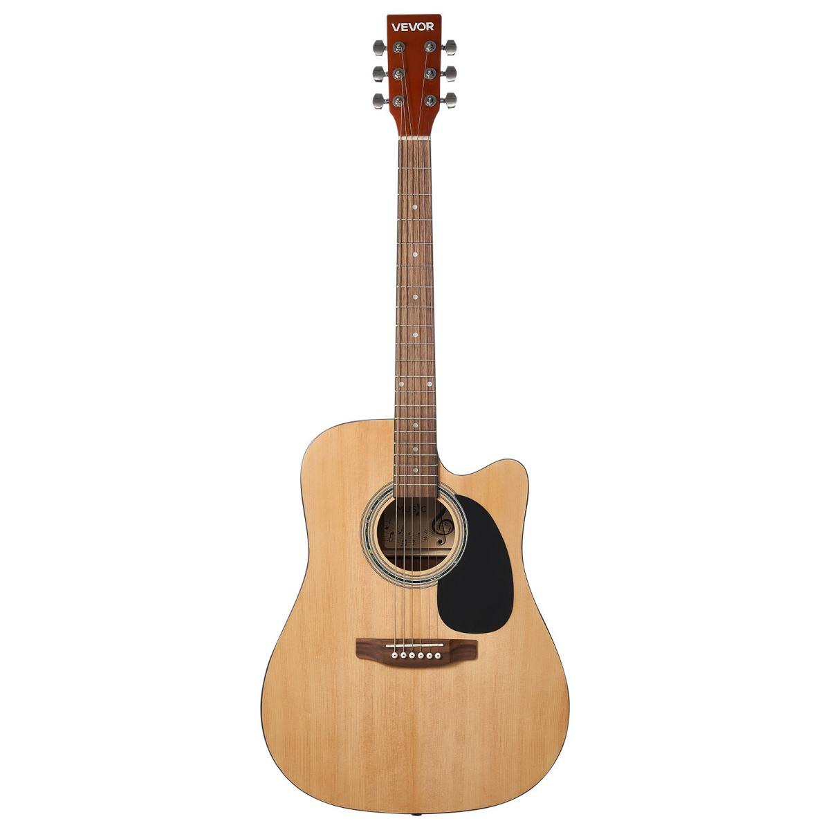 Cutway Acoustic Guitar, 41 In, 6-String, Natural Solid Spruce Top Guitar, Beginner Bundle With Gig Bag, Tuner, Strap, Steel Strings, Picks, Capo, Rosewood Fingerboard, For Fingerstyle Solo Jazz