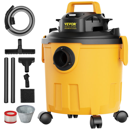 Shop Vacuum Wet And Dry, 5 Gallon 6 Peak HP Wet/Dry Vac, Powerful Suction With Blower Function With Attachments 2-in-1 Crevice Nozzle, Small Shop Vac Perfect For Carpet Debris, Pet Hair, Car