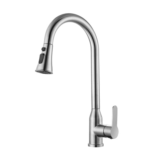 High Single Handle Stainless Steel Brushed Nickle Kitchen Faucets With Pull Down Sprayer