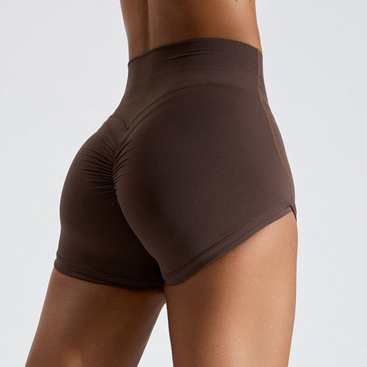 Peach Hip Raise Yoga Shorts For Women High Waist Crimp