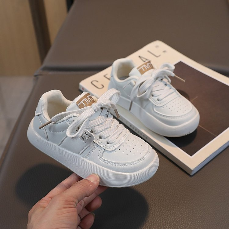 2026 Spring Korean Classic White Sneakers Magic Tape Kids Casual Board Shoes Breathable Non-slip Children Shoes Boys Girls