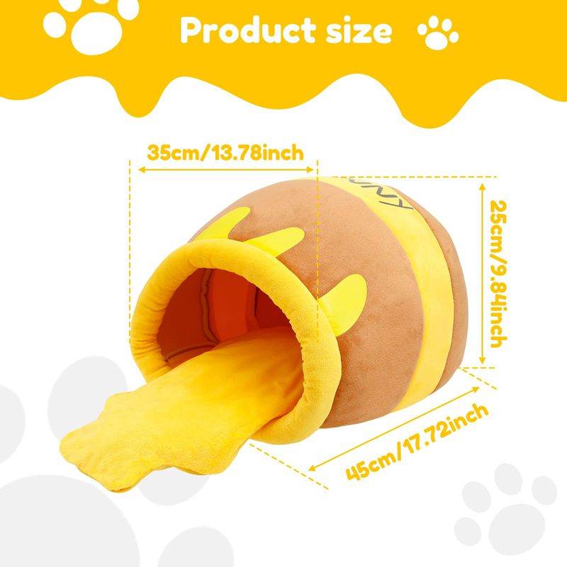 Honey Pot Cat Bed, Comfortable Memory Foam Cat Cave Bed, Honey Pot Pet Nest Pet Cave Bed, Kitten Cave Bed Sleeping House, Cute Cartoon Design Semi Closed Cat Cave Bed For Small Cats