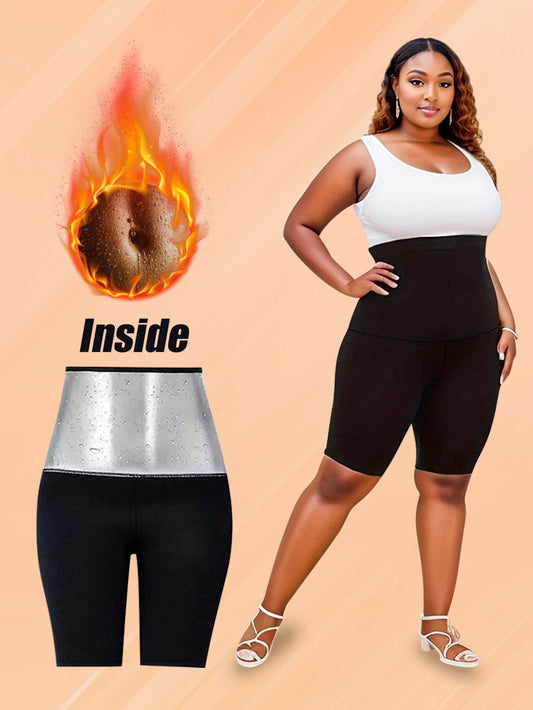 Plus Size Sauna Sweat Shorts For Women Slimming Compression Workout Thermo Waist Trainer Slimming Leggings Pants Body Shaper