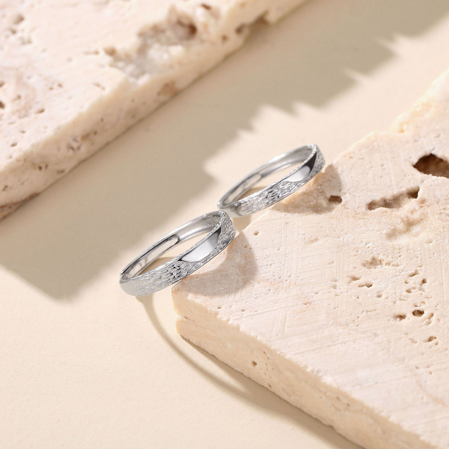 2 PCS S999 Fine Silver Couple Rings Exquisite Fashion Matching Pair Rings