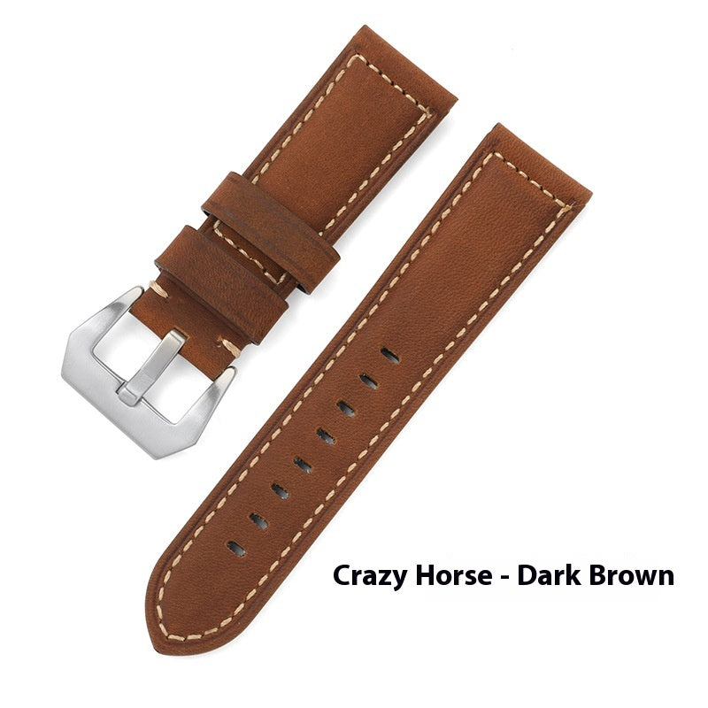 Best-selling In Stock Genuine Leather Strap Crazy Horse Frosted Oil Wax First Layer Cowhide Bamboo Pattern Sports Men Peina Watch Band