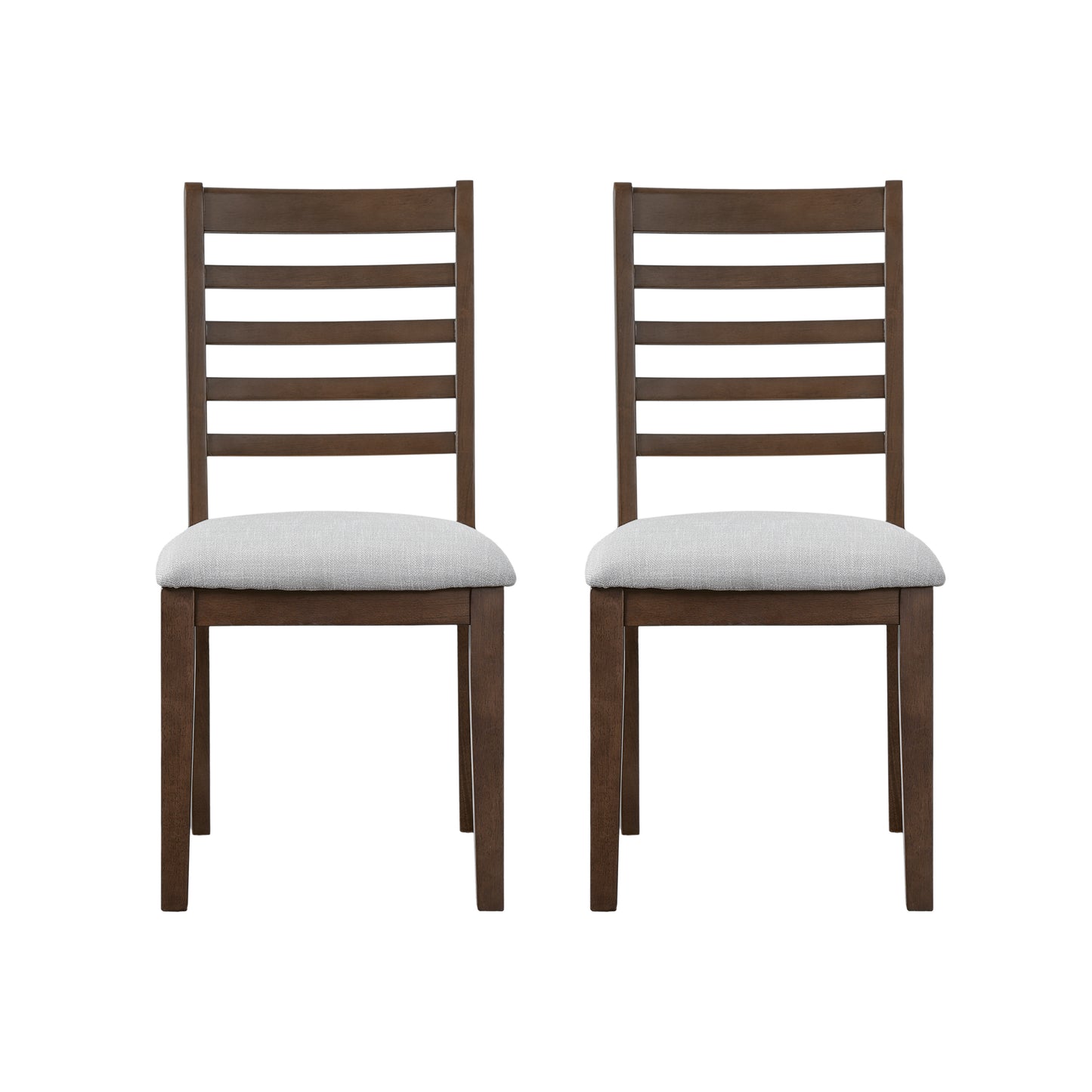 2-Piece Farmhouse Dining Chairs Set, Upholstered Dining Chairs With High Ladder Back, Classic Armless Chairs For Kitchen, Bedroom & Living Room, Walnut