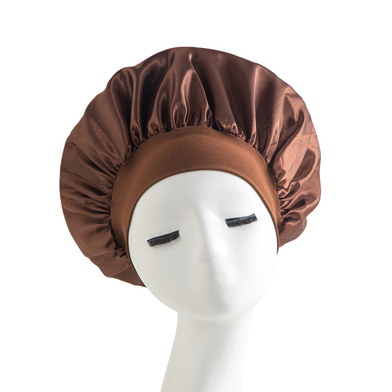 Wide-brimmed High Elastic Headscarf Beauty Salon Shower Cap Care Satin Nightcap