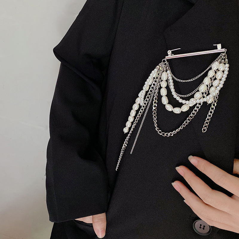 Korean Style Tassel Pearl Pin Internet Celebrity All-match Corsage