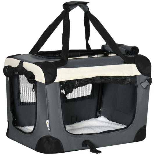 PawHut 51cm Foldable Pet Carrier, With Cushion, For Mini Dogs And Cats - Grey