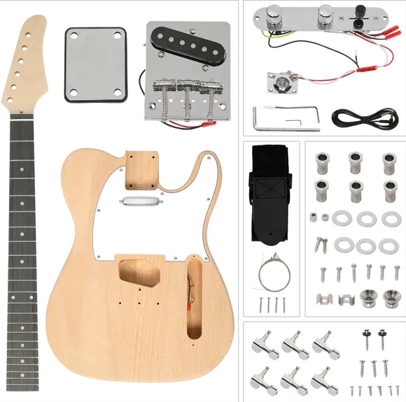 DIY 6 String TL Style Electric Guitar Kits With Mahogany Body, Maple Neck And Accessories
