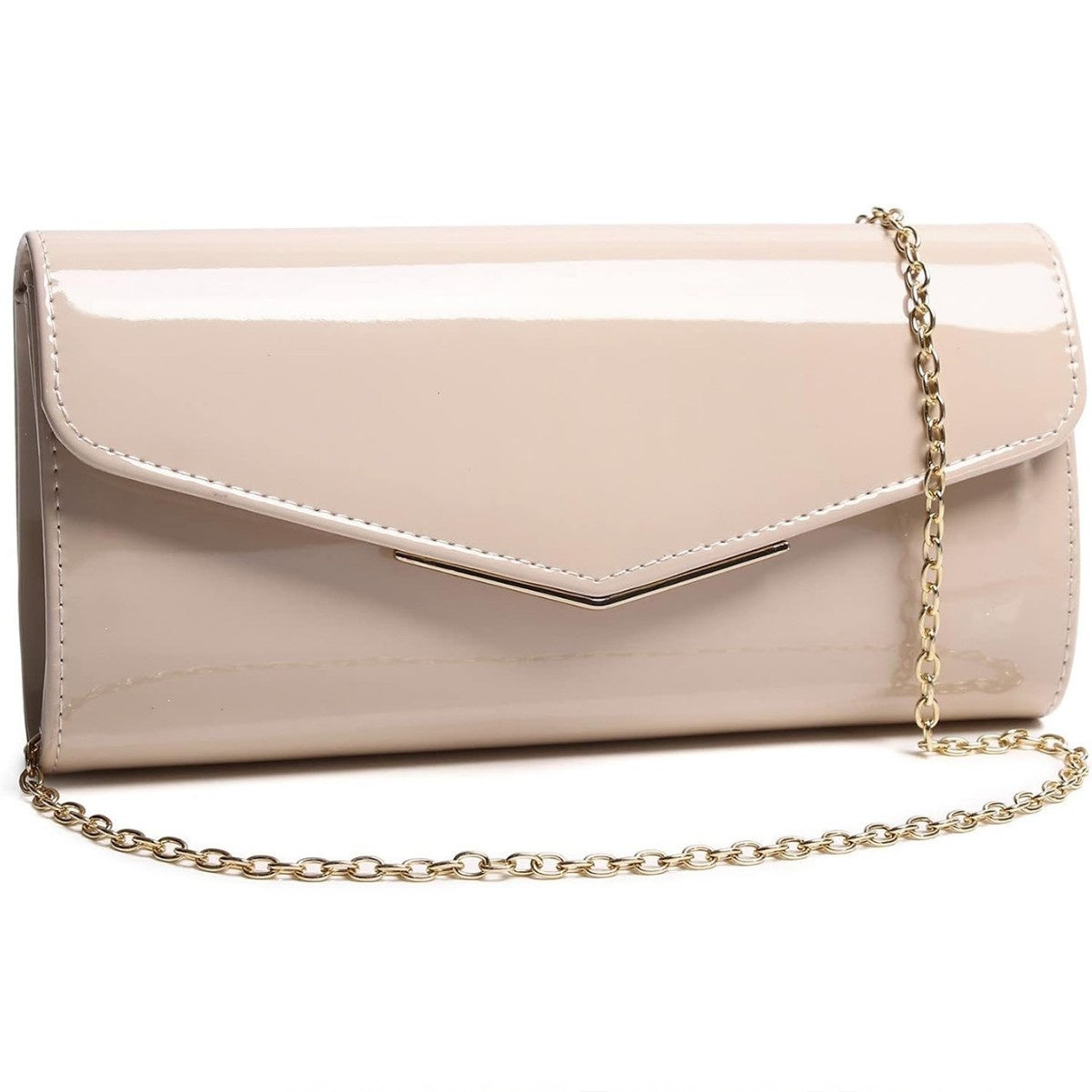 Womens Stylish And Elegant Patent PU Bag In Nude, Cross-body Design